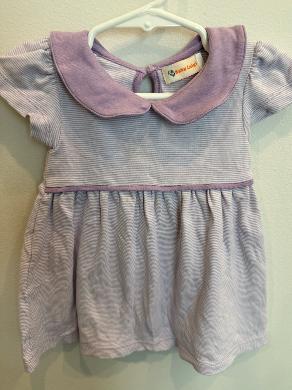 Baby Luigi Lilac Stripe Peter Pan Collar Play Dress 24M